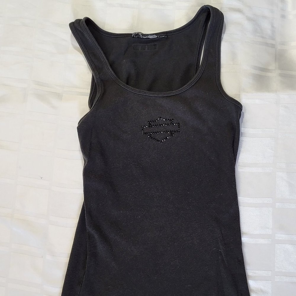 HARLEY DAVIDSON TANK TOP BIKER WOMEN'S SHIRT LOGO BLACK
